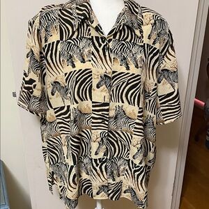 Claudia Richard Zebra Print Blouse - Black and Tan #2